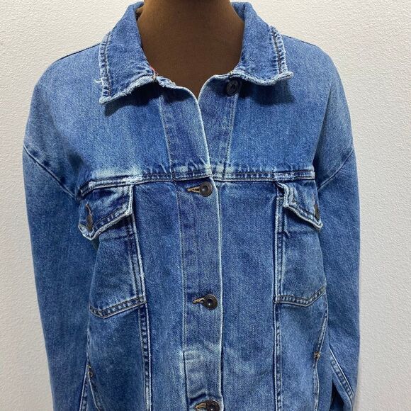 Free People Jacket Distressed "Southbank" Size Medium - Picture 2 of 8